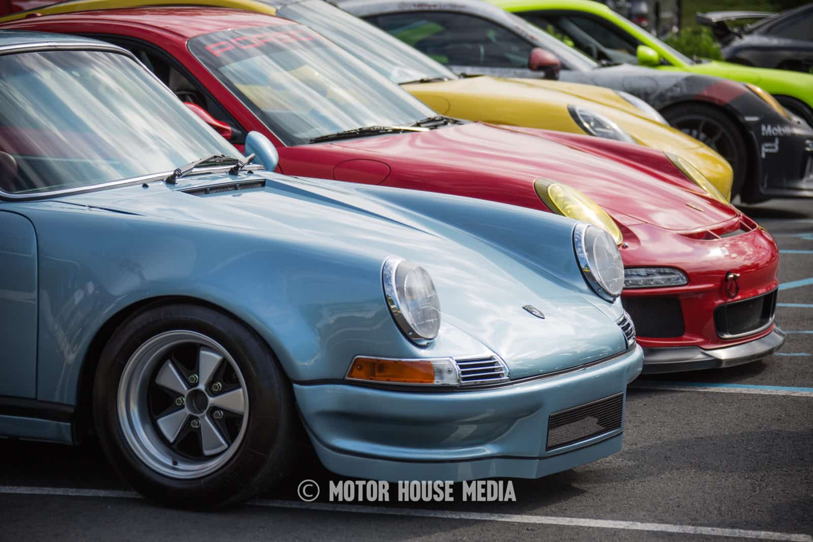 A variety of Porsches