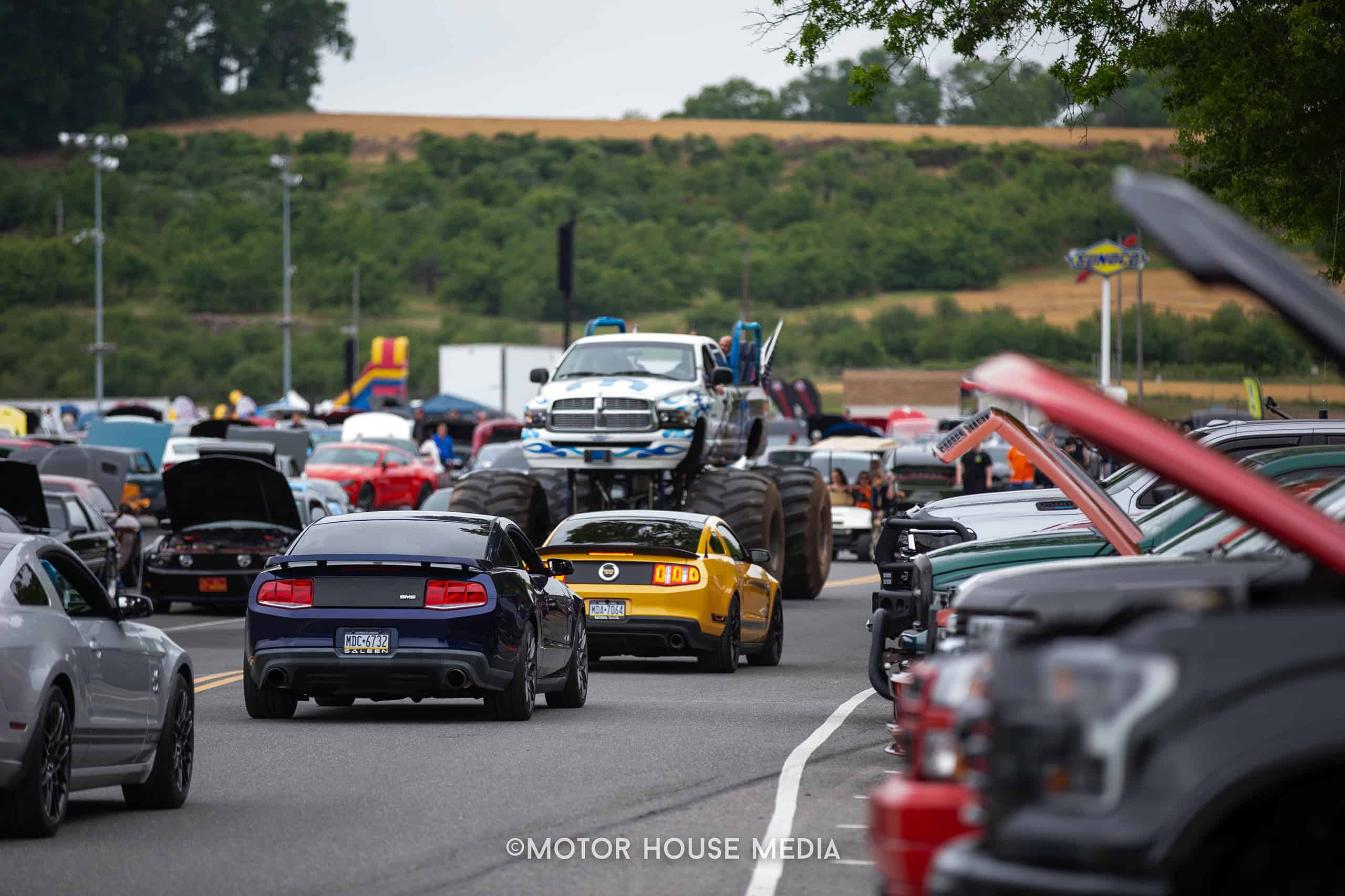 Turn 5 charity auto show line up of cars, trucks & Jeeps