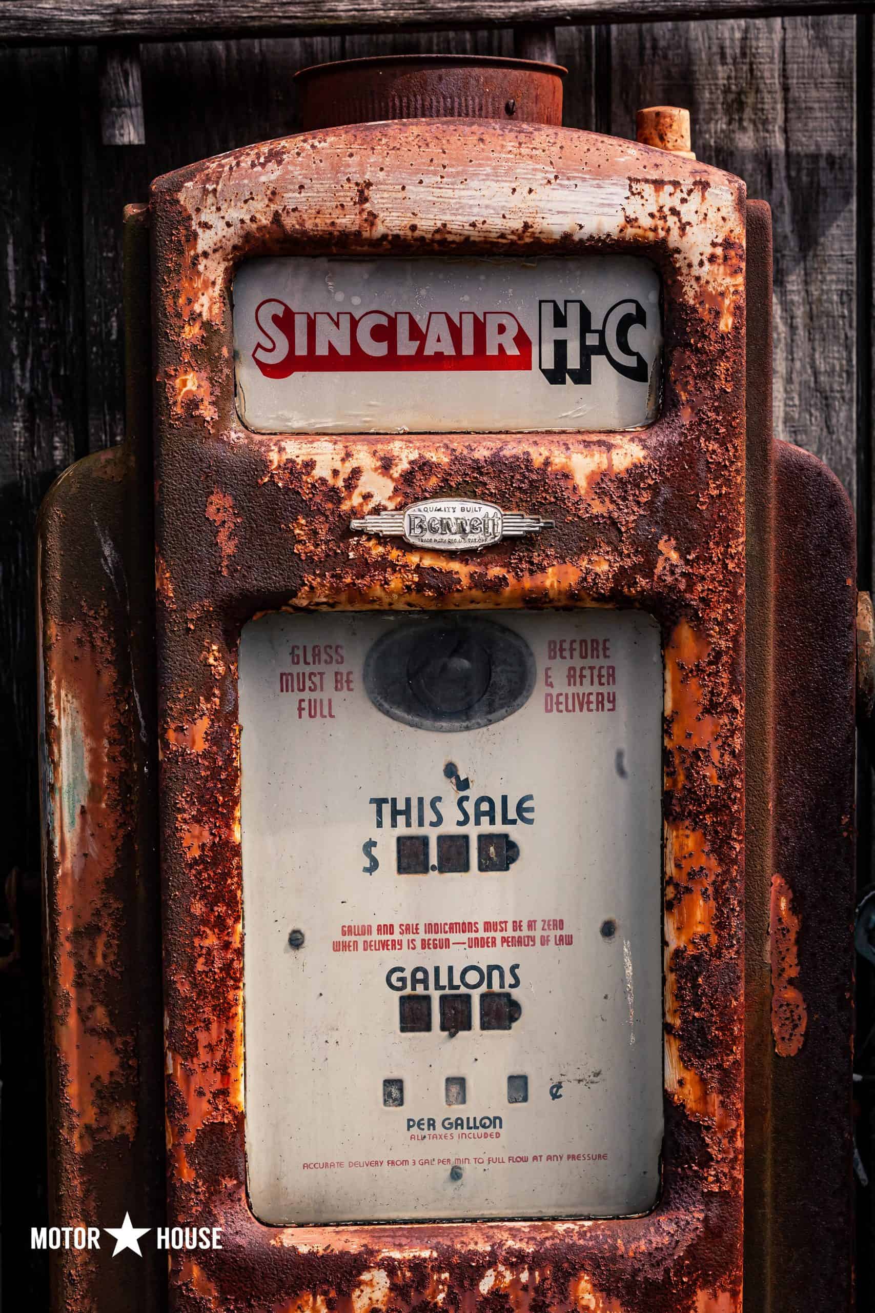 Vintage Gas pump with heavy patina