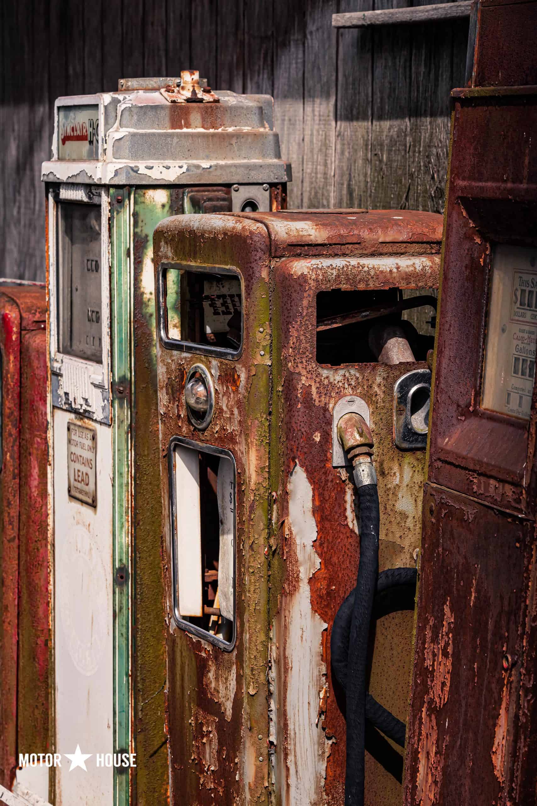 Vintage Gas pumps with heavy patina