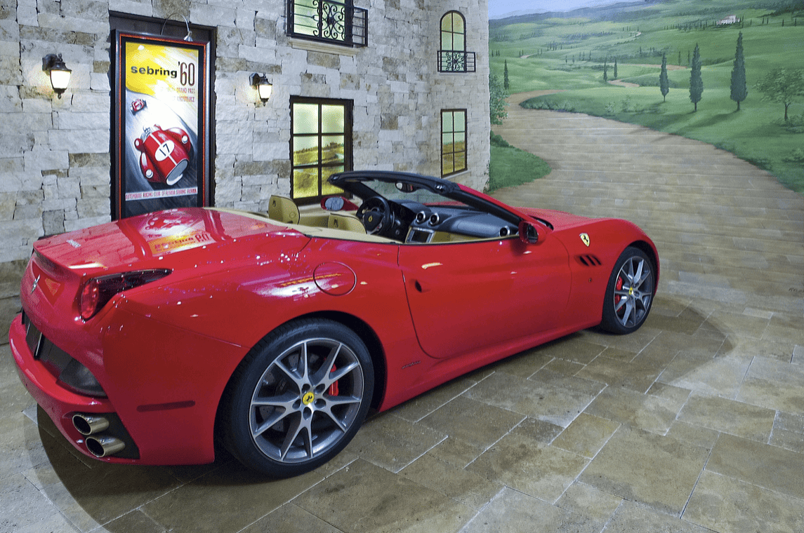 A Ferrari themed garage